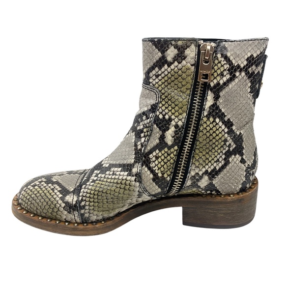ZADIG & VOLTAIRE BEIGE EMPRESS WILD SNAKESKIN EMBOSSED LEATHER BOOTS - Picture 3 of 9